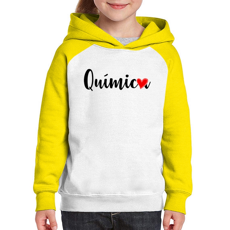 Moletom Infantil Química por amor - Branco/Amarelo