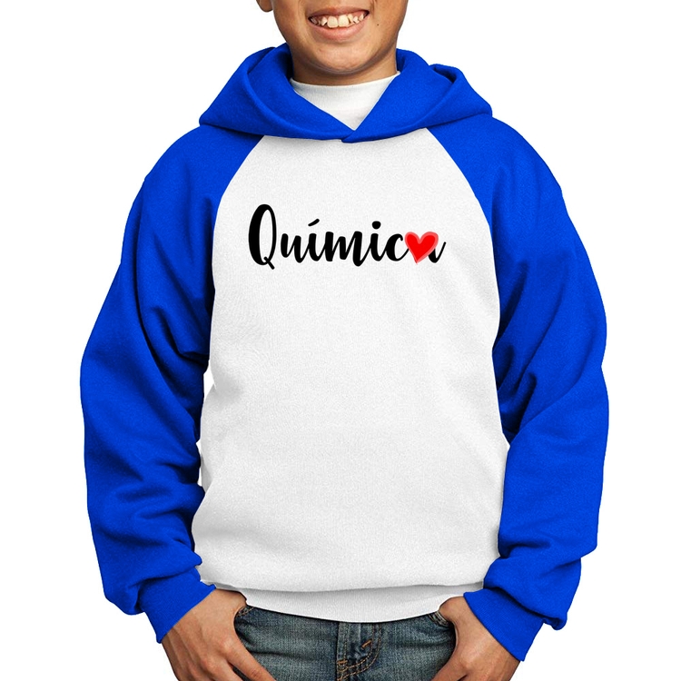 Moletom Infantil Química por amor - Branco/Azul