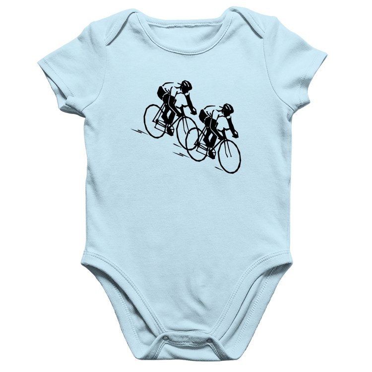 Body Bebê Algodão Race Bike - Azul Bebê