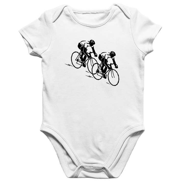 Body Bebê Algodão Race Bike - Branco