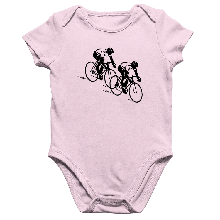 Body Bebê Algodão Race Bike - Rosa Bebê