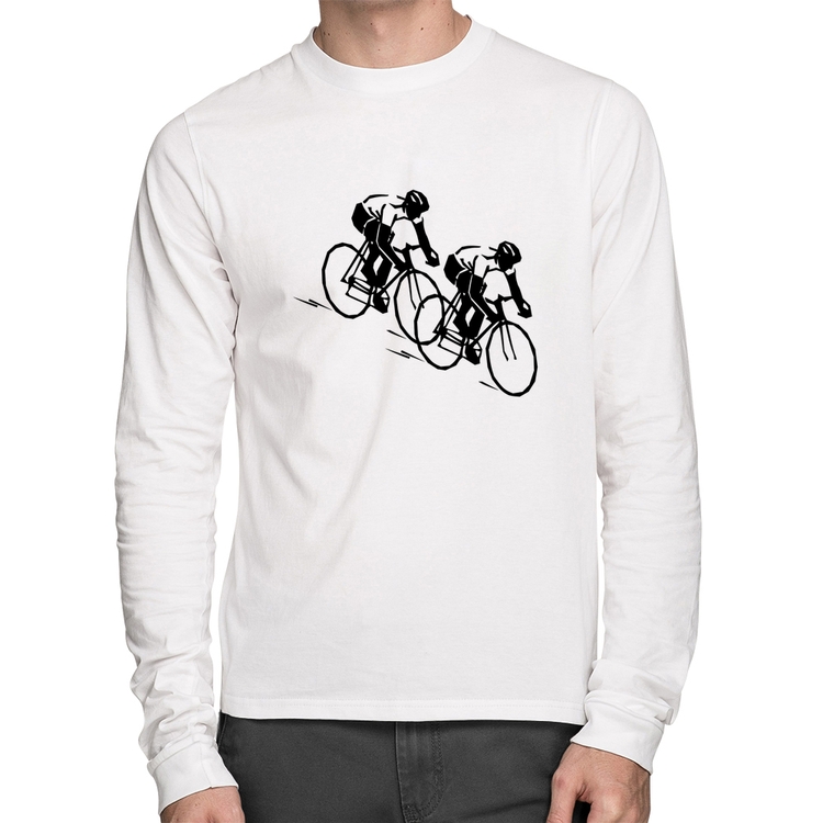 Camiseta Algodão Race Bike Manga Longa - Branca