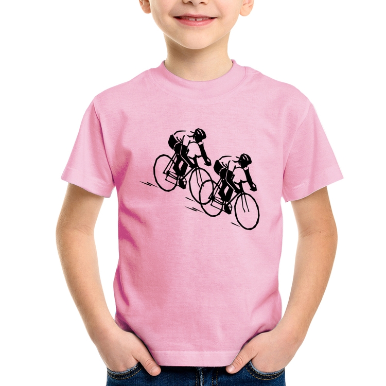 Camiseta Infantil Race Bike - Rosa Bebê