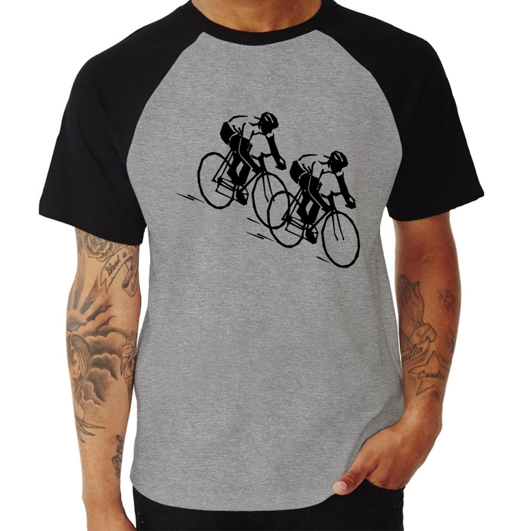 Camiseta Raglan Race Bike - Cinza/Preto