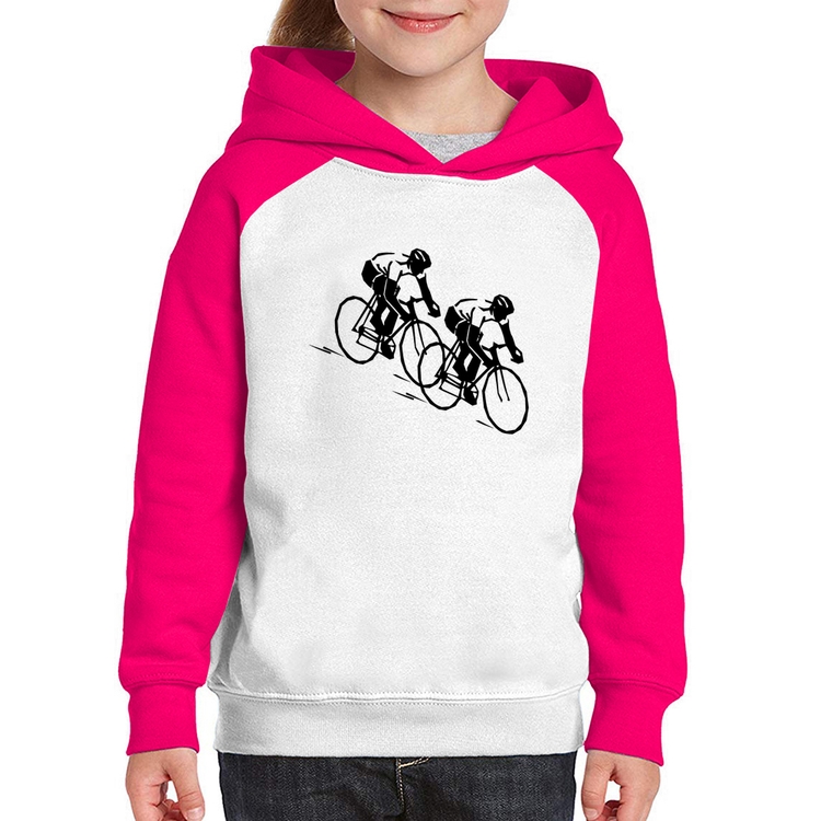 Moletom Infantil Race Bike - Branco/Rosa