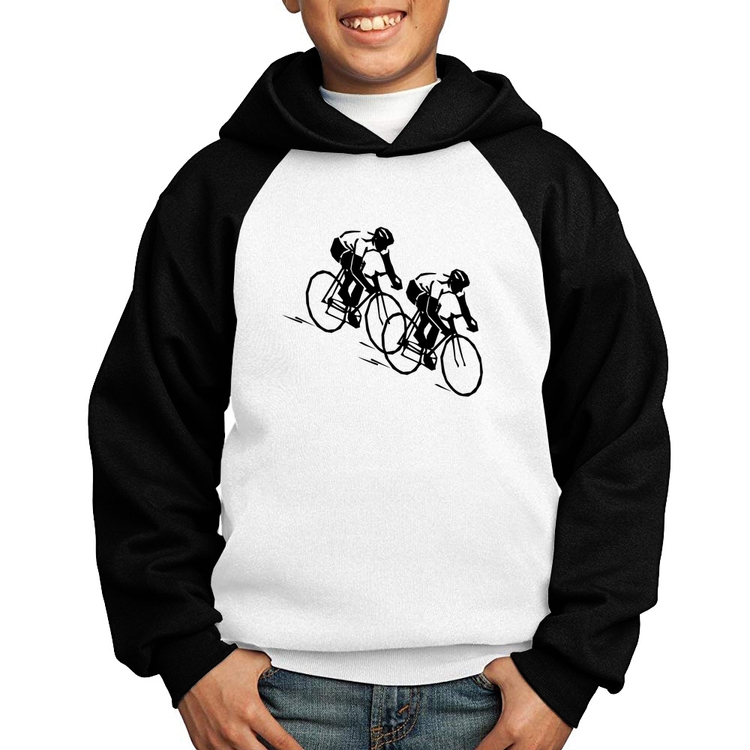 Moletom Infantil Race Bike - Branco/Preto