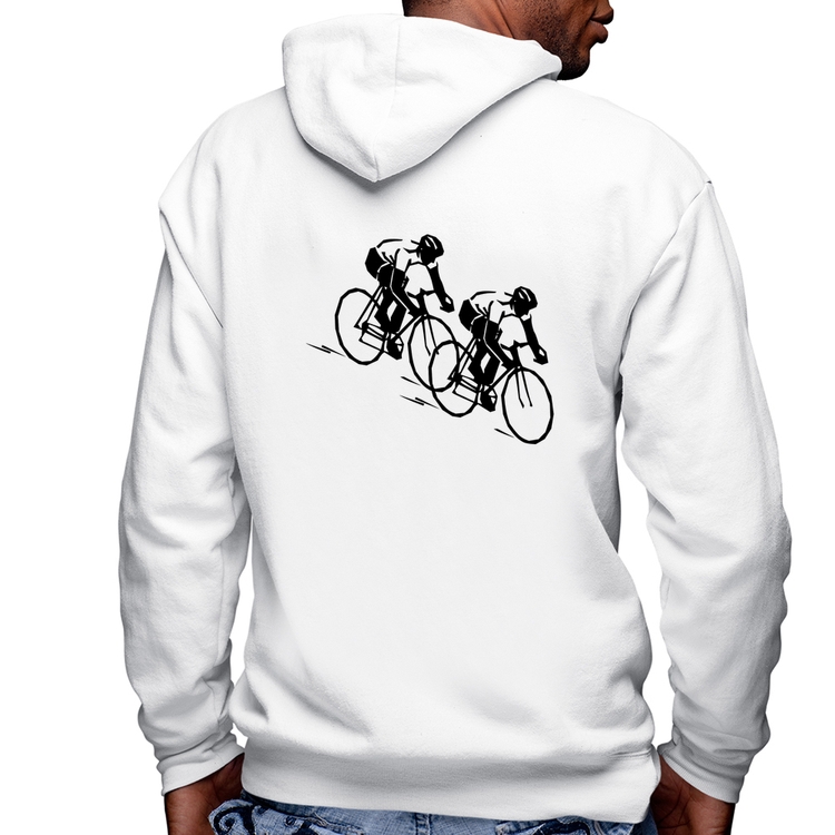 Blusa Moletom Race Bike Masculina com Capuz e Zíper - Branca
