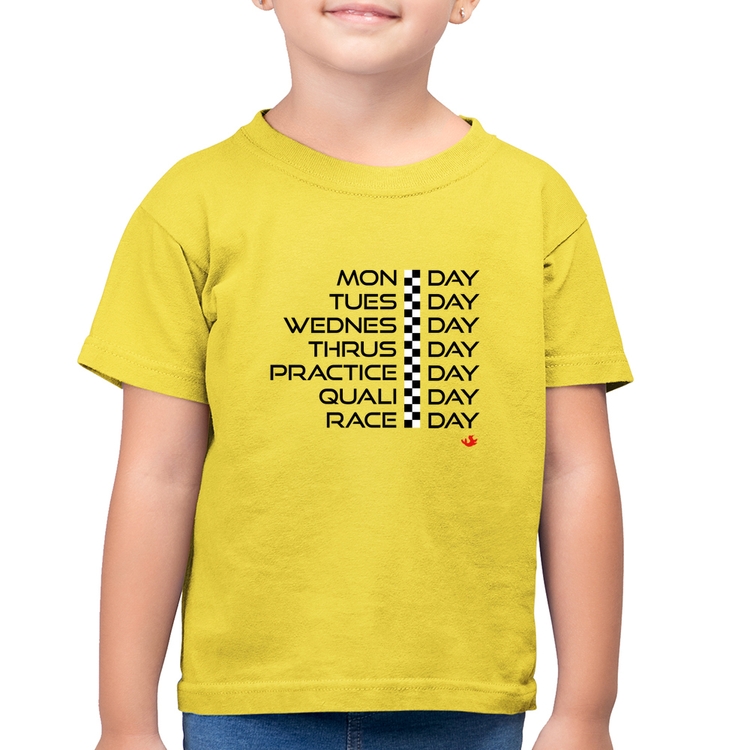 Camiseta Algodão Infantil Race Week - Amarelo Canário