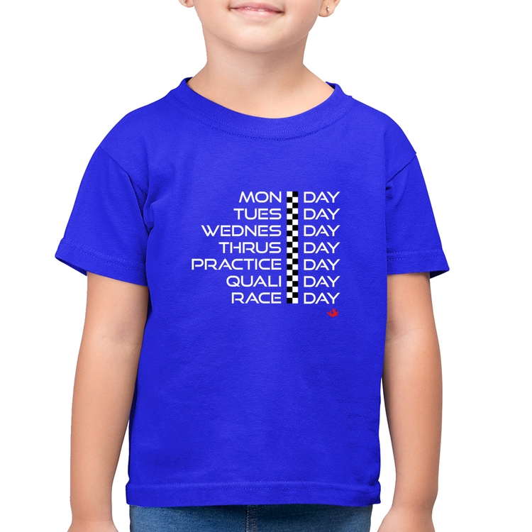 Camiseta Algodão Infantil Race Week - Azul Royal