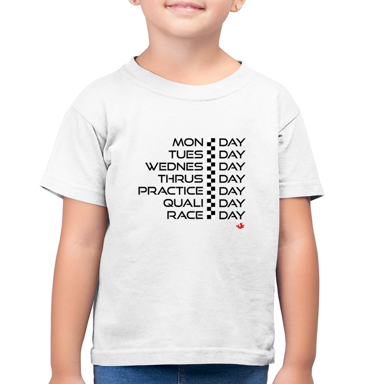 Camiseta Algodão Infantil Race Week - Branca