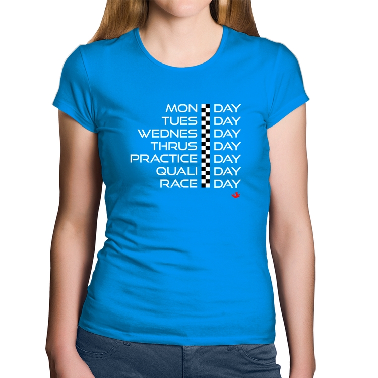 Baby Look Algodão Race Week - Azul