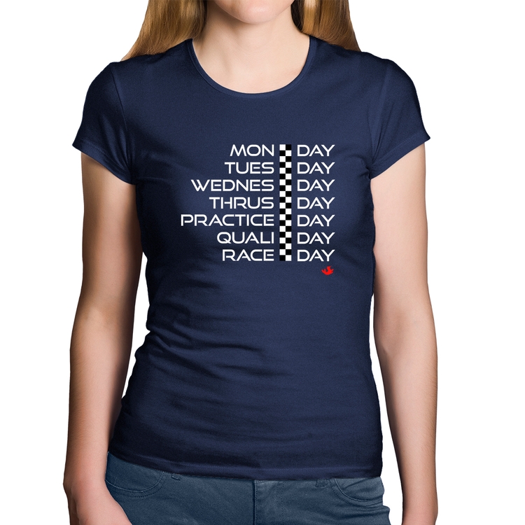 Baby Look Algodão Race Week - Marinho