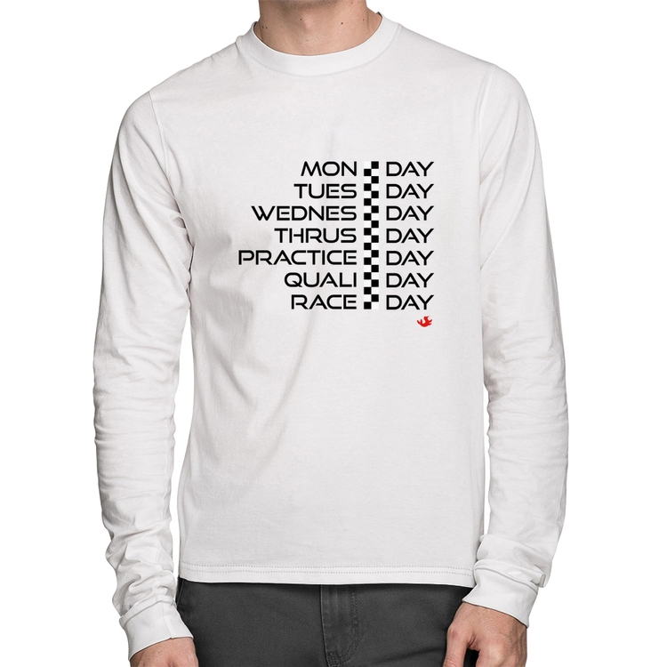 Camiseta Algodão Race Week Manga Longa - Branca