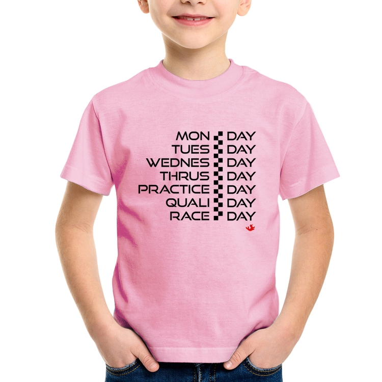 Camiseta Infantil Race Week - Rosa Bebê
