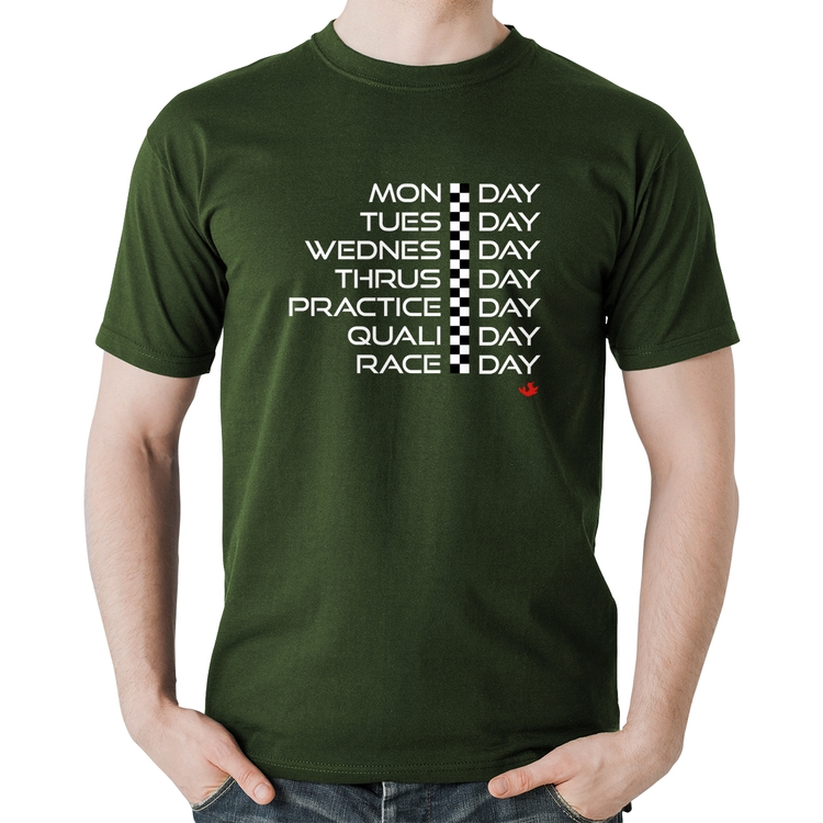 Camiseta Algodão Race Week - Musgo