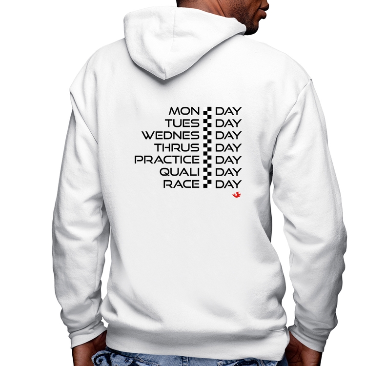 Blusa Moletom Race Week Masculina com Capuz e Zíper - Branca