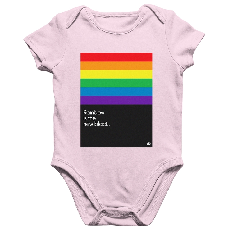 Body Bebê Algodão Rainbow is the new black - Rosa Bebê