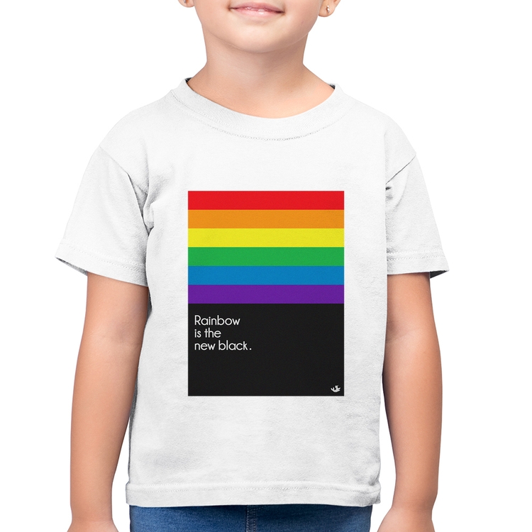 Camiseta Algodão Infantil Rainbow is the new black - Branca