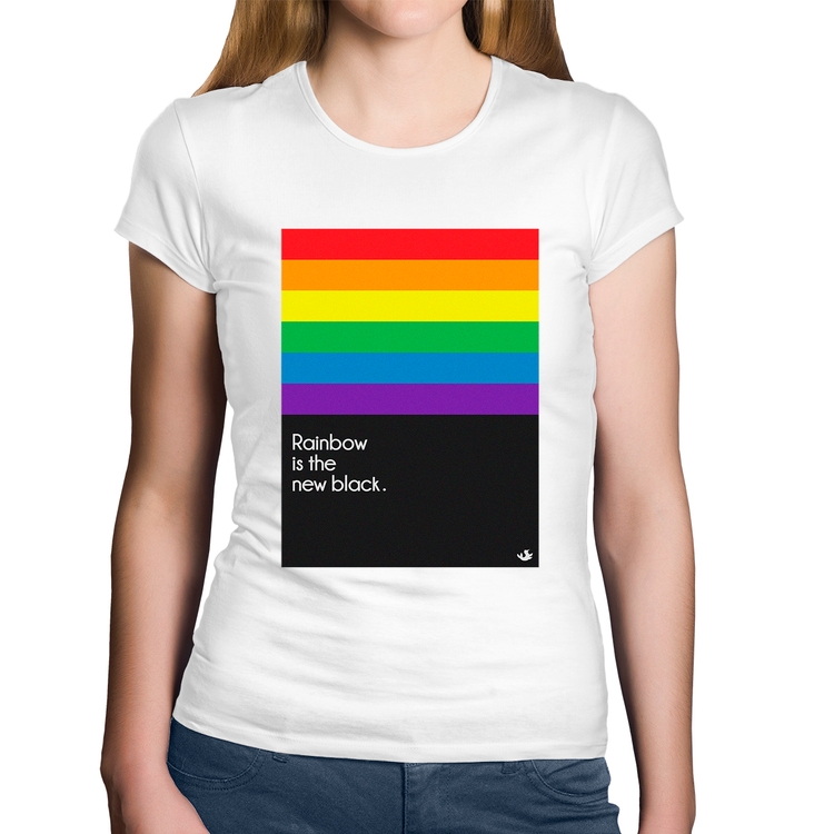 Baby Look Algodão Rainbow is the new black - Branca