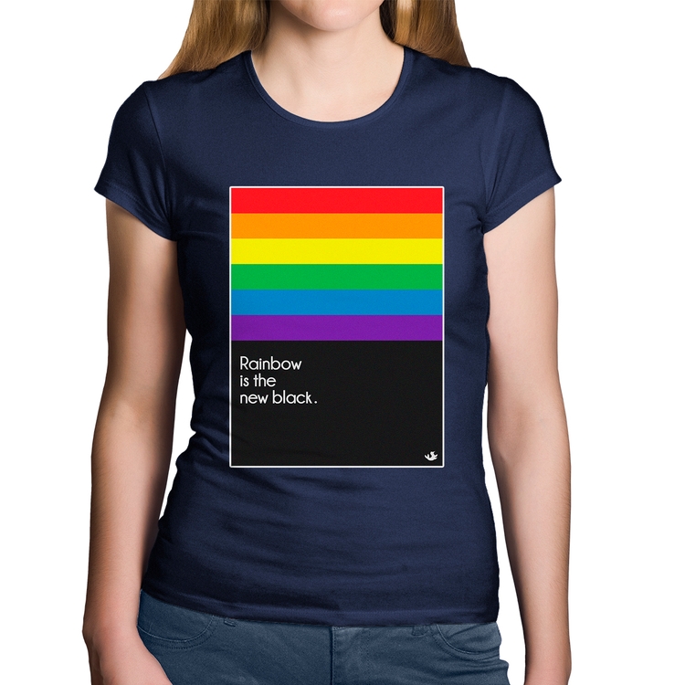 Baby Look Algodão Rainbow is the new black - Marinho