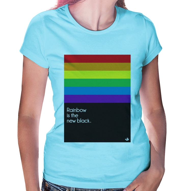 Baby Look Rainbow is the new black - Azul Bebê