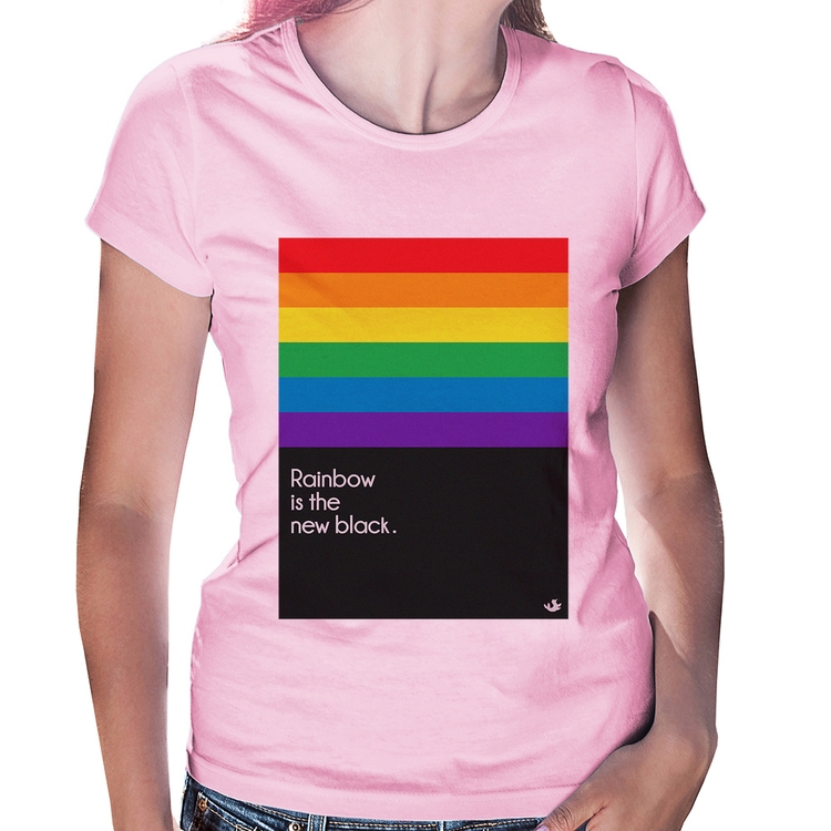 Baby Look Rainbow is the new black - Rosa Bebê