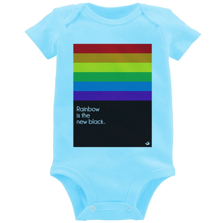 Body Bebê Rainbow is the new black - Azul Bebê