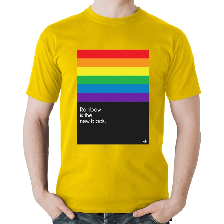 Camiseta Algodão Rainbow is the new black - Amarela