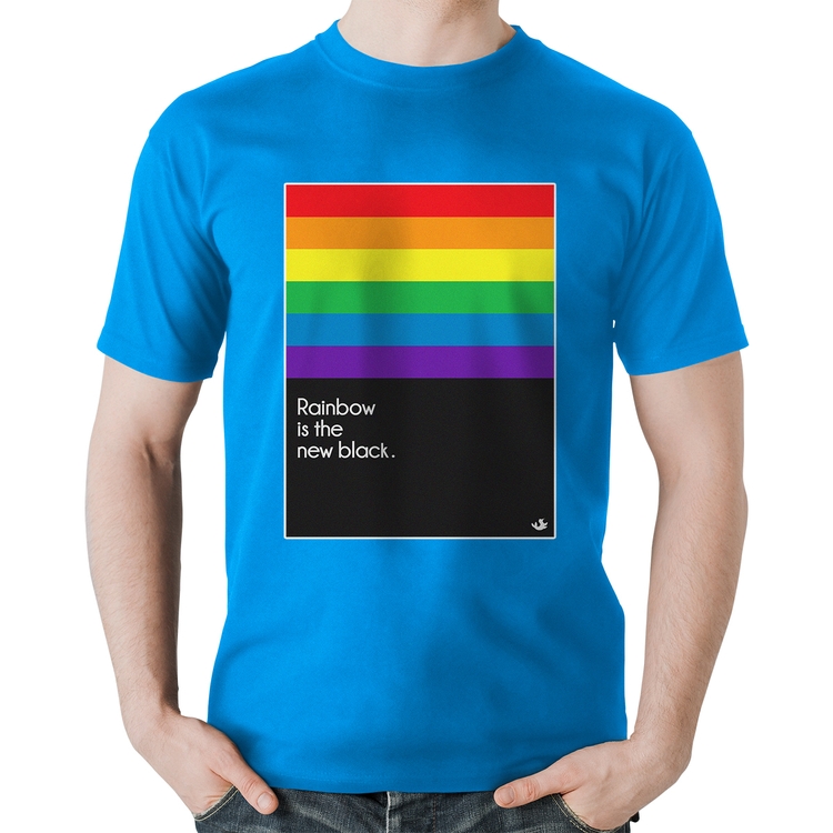 Camiseta Algodão Rainbow is the new black - Azul