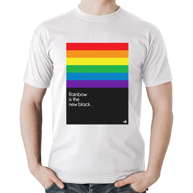 Camiseta Algodão Rainbow is the new black - Branca
