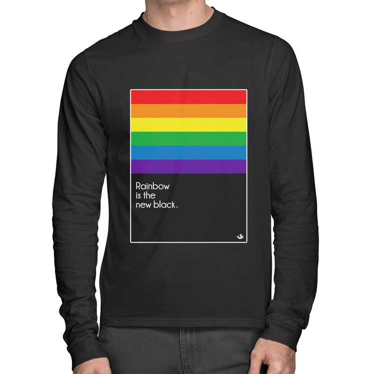 Camiseta Algodão Rainbow is the new black Manga Longa