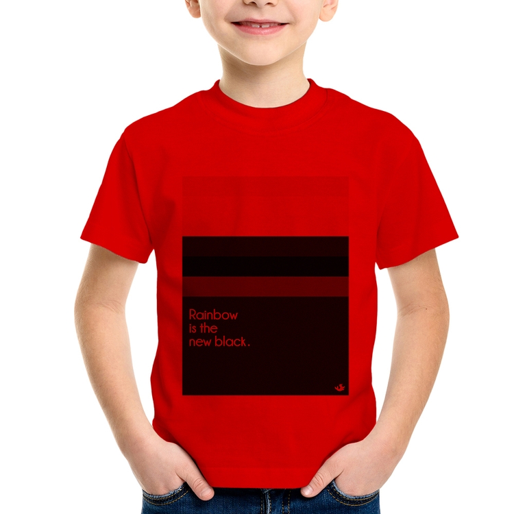 Camiseta Infantil Rainbow is the new black - Vermelha