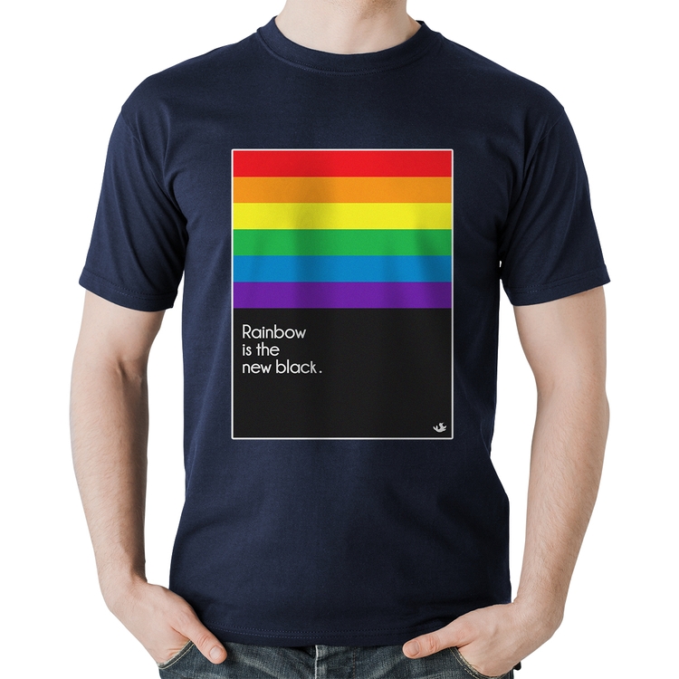 Camiseta Algodão Rainbow is the new black - Marinho