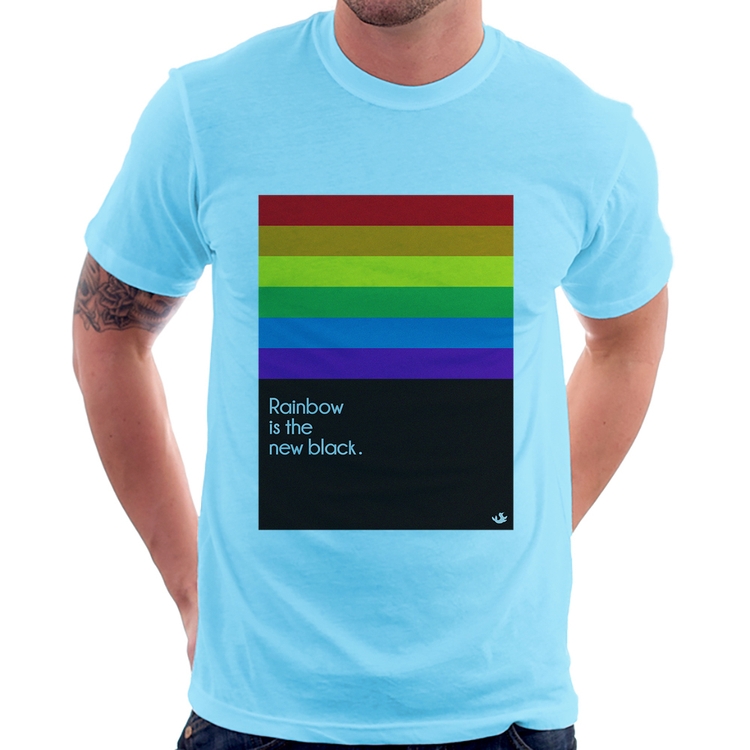 Camiseta Rainbow is the new black - Azul Bebê