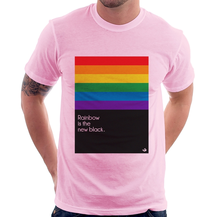 Camiseta Rainbow is the new black - Rosa Bebê