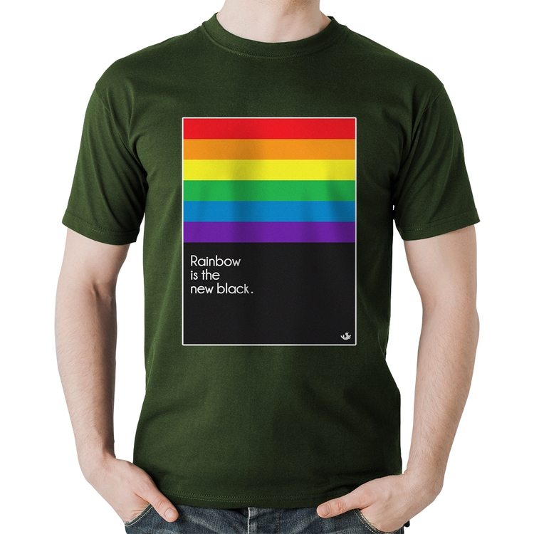 Camiseta Algodão Rainbow is the new black - Musgo