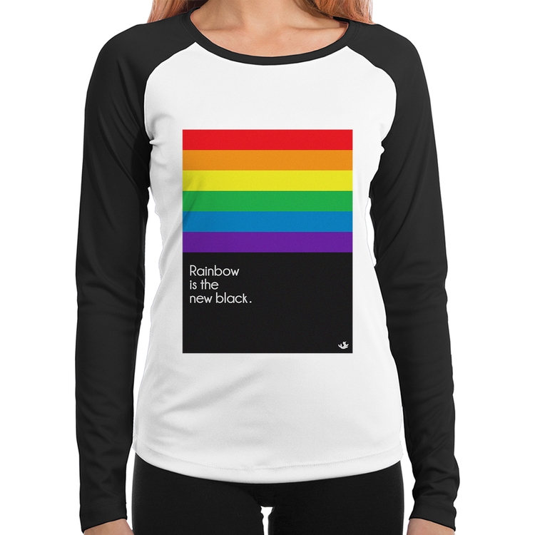 Baby Look Raglan Rainbow is the new black Manga Longa