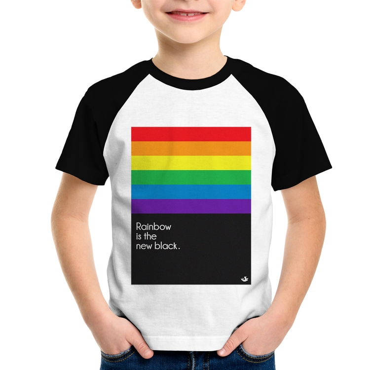 Camiseta Raglan Infantil Rainbow is the new black