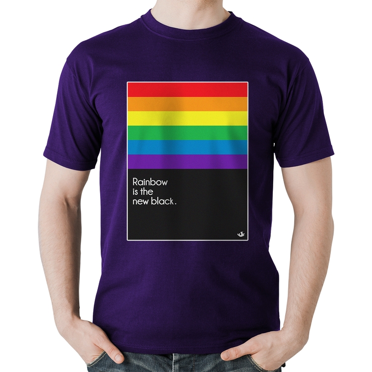 Camiseta Algodão Rainbow is the new black - Roxa