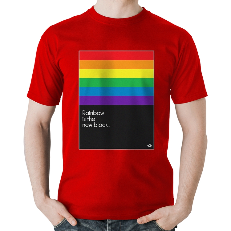 Camiseta Algodão Rainbow is the new black - Vermelha