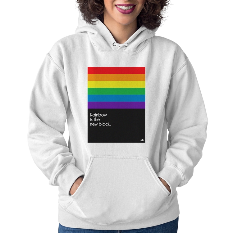 Moletom Feminino Rainbow is the new black - Branco