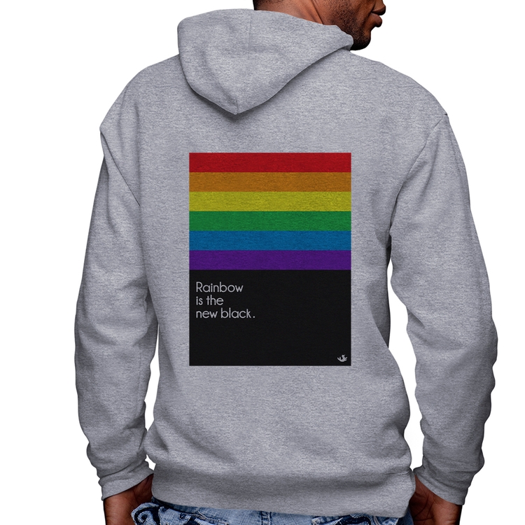Blusa Moletom Rainbow is the new black Masculina com Capuz e Zíper - Mescla
