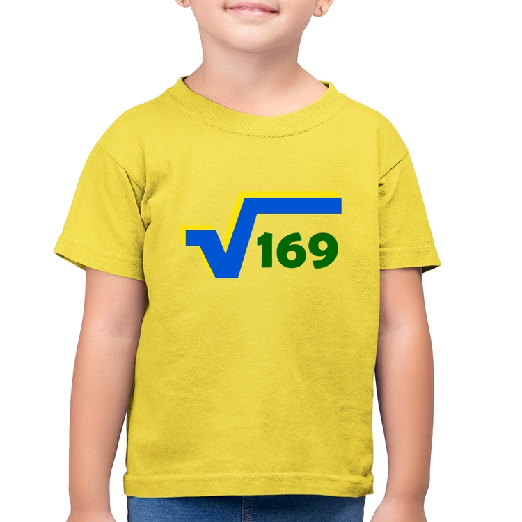 Camiseta Algodão Infantil Raiz Quadrada 169 (Cores da Bandeira) - Amarelo Canário