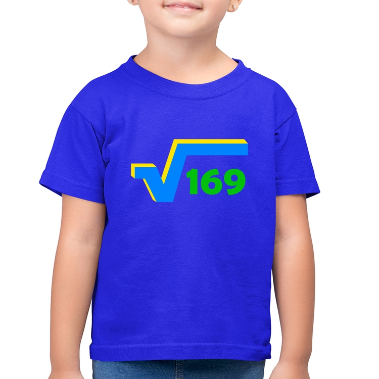 Camiseta Algodão Infantil Raiz Quadrada 169 (Cores da Bandeira) - Azul Royal
