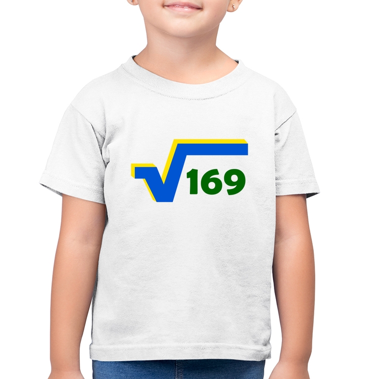 Camiseta Algodão Infantil Raiz Quadrada 169 (Cores da Bandeira) - Branca