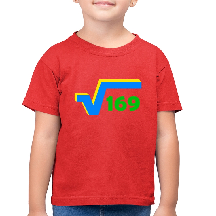 Camiseta Algodão Infantil Raiz Quadrada 169 (Cores da Bandeira) - Vermelha