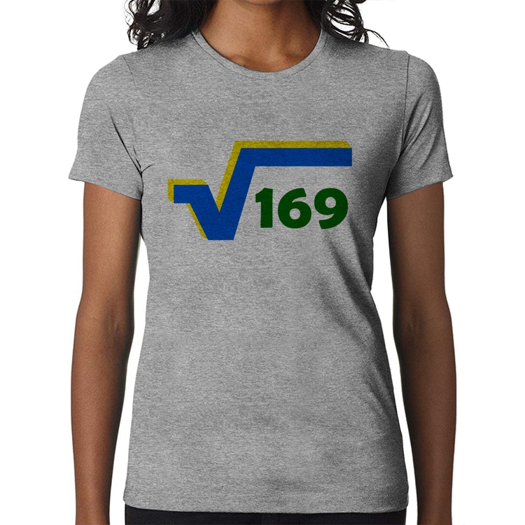 Baby Look Raiz Quadrada 169 (Cores da Bandeira) - Cinza