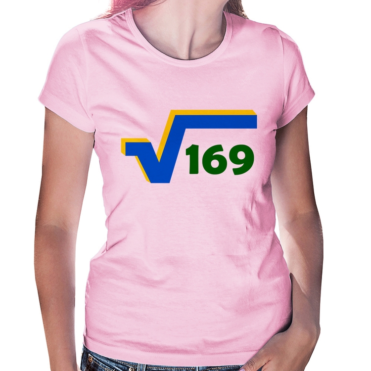 Baby Look Raiz Quadrada 169 (Cores da Bandeira) - Rosa Bebê