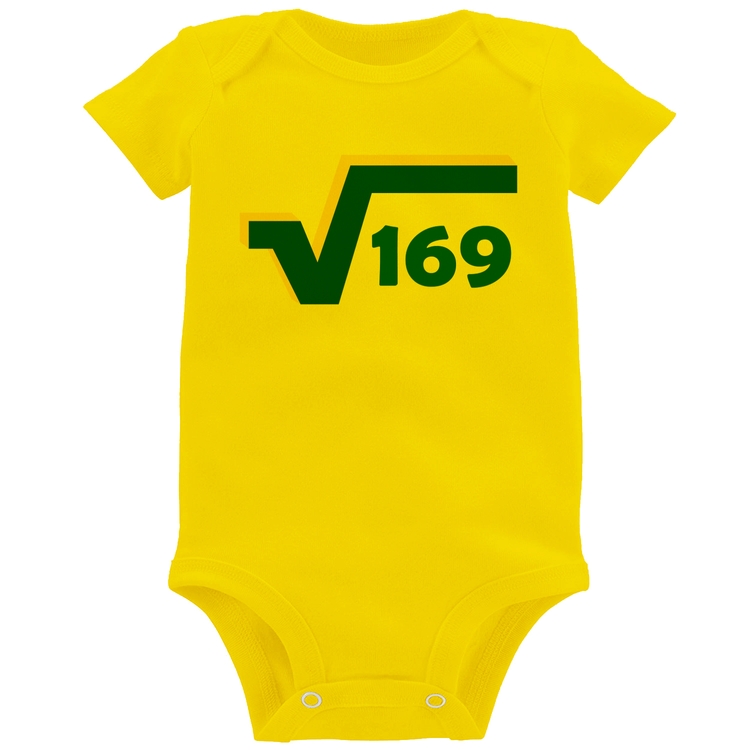 Body Bebê Raiz Quadrada 169 (Cores da Bandeira) - Amarelo