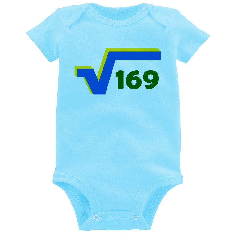 Body Bebê Raiz Quadrada 169 (Cores da Bandeira) - Azul Bebê